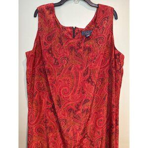 Laura Scott 22W Red Paisley Maxi Dress Plus Size Boho Retro Cottagecore Y2K